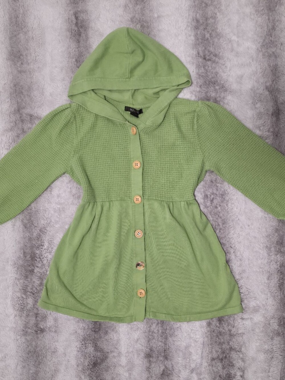 Y2K Green Hooded Babydoll Blouse Top Medium